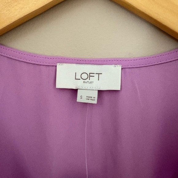 LOFT Purple Sleeveless Tie Front Blouse - Picture 2 of 3